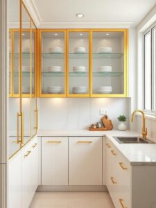 Chic Glass & Gold Small Kitchen
