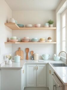 Soft Pastel Open Shelf Kitchen