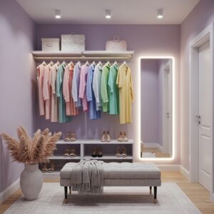 Lavender Dream Closet with LED Mirror Glow