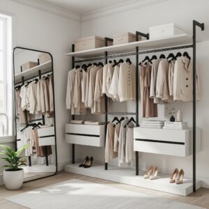 Modern Monochrome Girly Closet with Black Accents