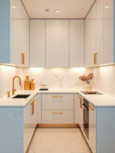 Marble & Gold Compact Luxury Kitchen