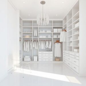 All-White Minimalist Closet with Statement Pieces