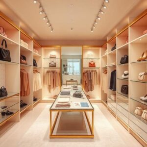 Feminine Walk-In Closet with Boutique Display Styling